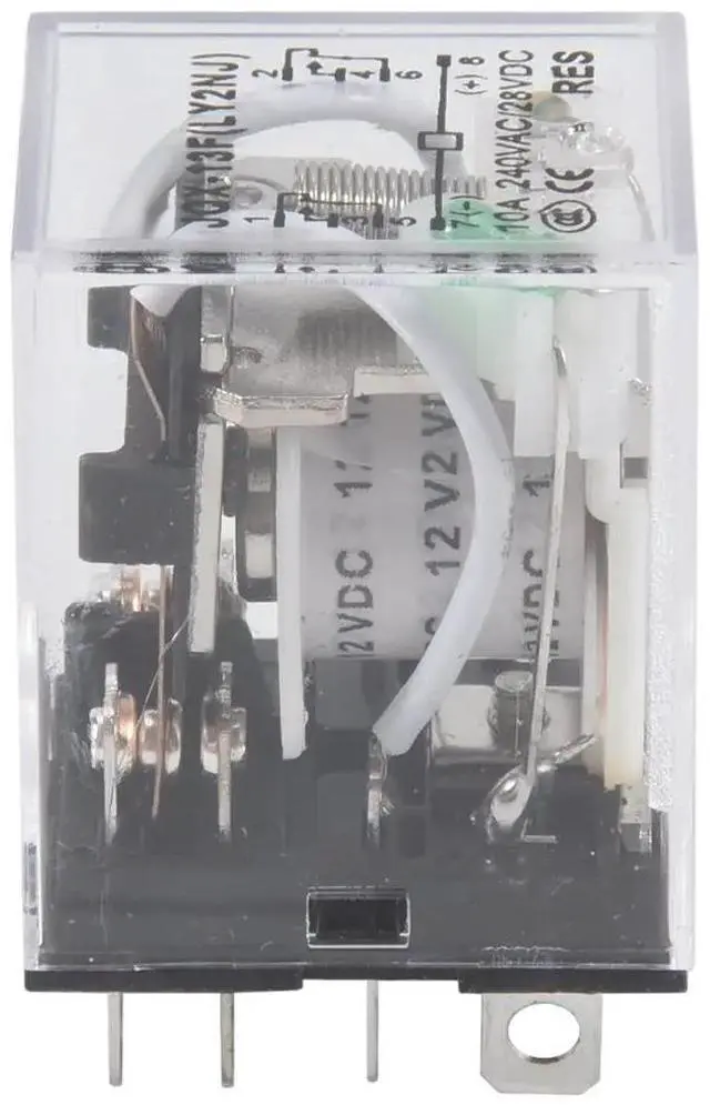 Alt view image 2 of 6 - JQX-13F LY2 DC 12V Coil 8-Pin DPDT Green LED Electromagnetic Relay