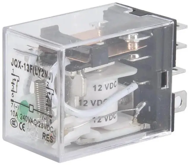 Alt view image 3 of 6 - JQX-13F LY2 DC 12V Coil 8-Pin DPDT Green LED Electromagnetic Relay