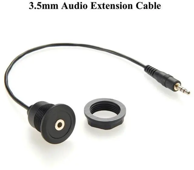 Alt view image 2 of 6 - Round Panel Mount 3.5Mm Male To 3.5Mm Female Car Truck Dashboard Flush Mount 3.5Mm 1/8In AUX Audio Jack Extension Cable