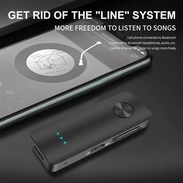 Alt view image 2 of 3 - Bluetooth 5.3 Transmitter Receiver Adapter Audio for Car Music Headphone Speaker 3.5mm Jack AUX Audio Adapter