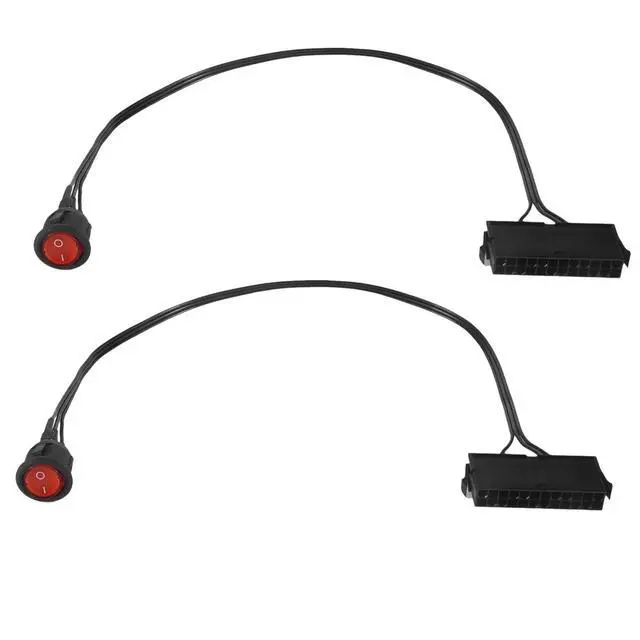 Alt view image 2 of 6 - 2PCS 50cm Cable Copper Tin Wire 24-Pin Female ATX PSU PC Power Supply Tester Start Up Jumper with ON/OFF Switch
