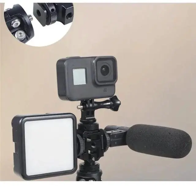 Alt view image 2 of 6 - Triple Hot Shoe Mount Adapter Bracket Stand Holder for DSLR Camera for LED Video Microphone Flash Light,A