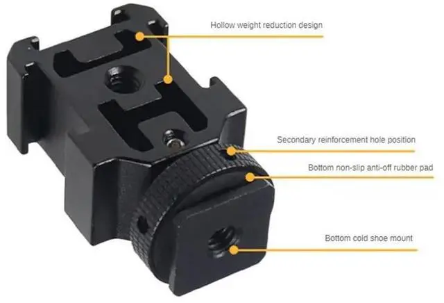 Alt view image 3 of 6 - Triple Hot Shoe Mount Adapter Bracket Stand Holder for DSLR Camera for LED Video Microphone Flash Light,A