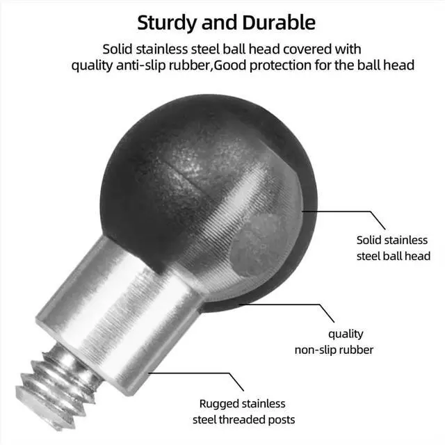 Main image of Aluminum 17mm Ball Head Adapter with 1/4 Inch Thread, 17mm Socket Arm, TPU Ball for Bike Motorcycle Phone Holder