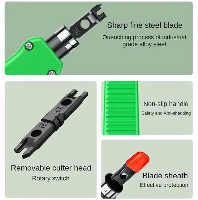 Main image of All-in-1 Network Punch Down Tool, Ergonomic Impact Punchdown Tool for Cat5e Cat6 Network Module Termination, Wiring Tool