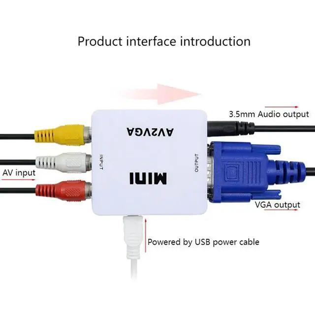 Alt view image 3 of 3 - AV (RCA) To VGA Audio Video Converter,Support Resolution 1080P /720P,With 3.5 Mm AUDIO Audio Input Port,For STB TV PC-AAAE
