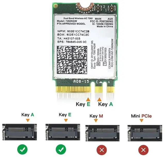 Main image of 7260NGW AC Network Card with Built-in Antenna 1200M Dual Band 2.4G 5G BT4.0 802.11AC Adapter Card