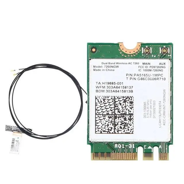 Alt view image 3 of 3 - 7260NGW AC Network Card with Built-in Antenna 1200M Dual Band 2.4G 5G BT4.0 802.11AC Adapter Card