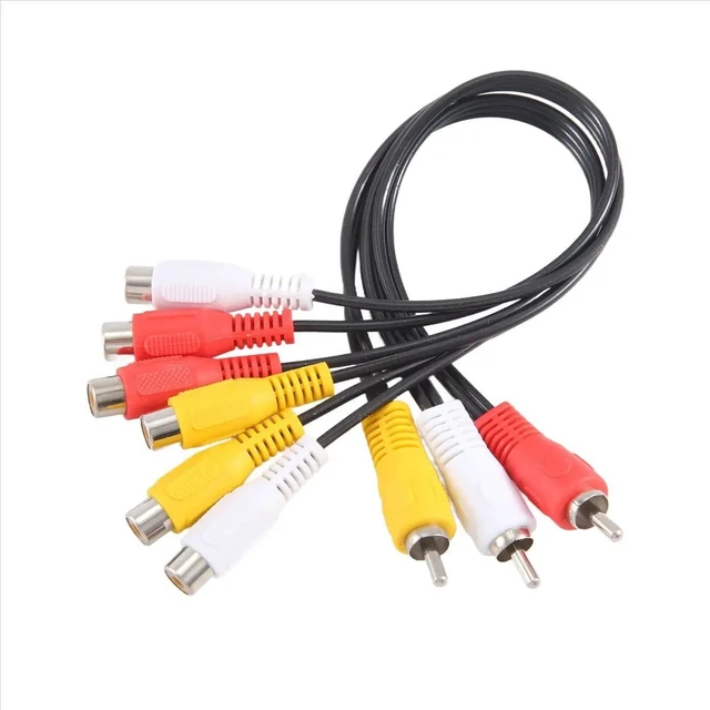 Alt view image 2 of 3 - 3 Male Jack to 6 Female Plug Splitter Audio Video AV Adapter Cable