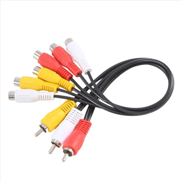 Alt view image 3 of 3 - 3 Male Jack to 6 Female Plug Splitter Audio Video AV Adapter Cable
