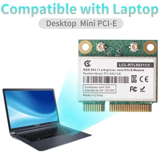 Main image of RTL8821CE 802.11AC for Bluetooth 4.2 433Mbps 2.4Ghz/5Ghz Dual Band Mini PCIe CARD RTL8821 Support Laptop/PC