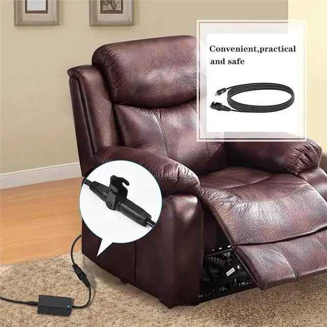 Alt view image 3 of 6 - IDUD Electric Recliner Power Cord Replacement 6.6 Ft Extension Cable For Okin For Limoss For Lazboy For Pride Catnapper