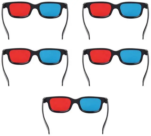Alt view image 2 of 3 - 5Pcs Black Frame Red Blue 3D Glasses 3D Dimensional Home Theater Glasses for Dimensional Anaglyph Movie TV Game Video