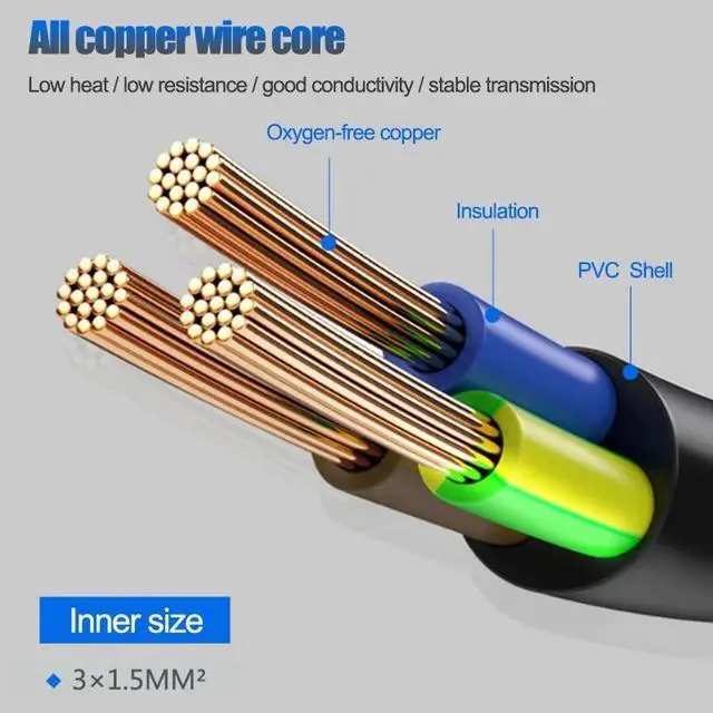 Main image of Europea 90 Degree Male Plug to Female Socket Power Extension Cable for PC Computer PDU(0.6M)