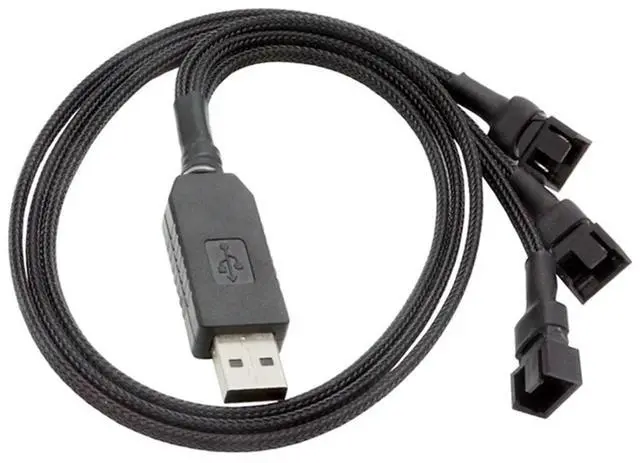 Alt view image 2 of 3 - 12V USB Fan Power Adapter Cable 1 to 3 Step-Up Power Adapter Cable for 4-Pin PC Cooling Fans