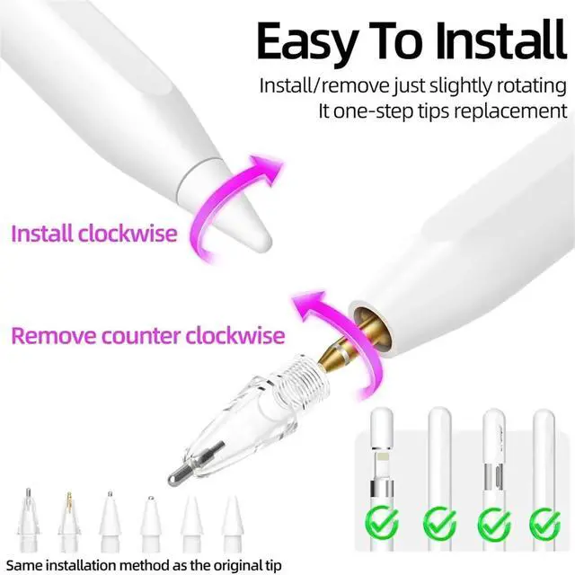 Alt view image 2 of 6 - Replacement Tips for Pro USB-C 2nd 1st Gen,Wear- Mixed Metal Tips for Pencil Drawing Writing