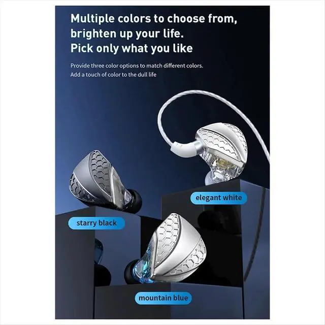 Alt view image 2 of 3 - QKZ Hi6T Earbuds HiFi Headsets Dynamic Driver IEM Stereo Surround Music Earphones Hi-Res with Mic In-Ear Sport Game Earbuds