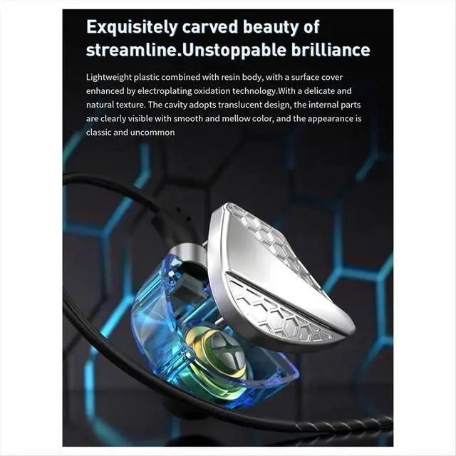 Alt view image 3 of 3 - QKZ Hi6T Earbuds HiFi Headsets Dynamic Driver IEM Stereo Surround Music Earphones Hi-Res with Mic In-Ear Sport Game Earbuds