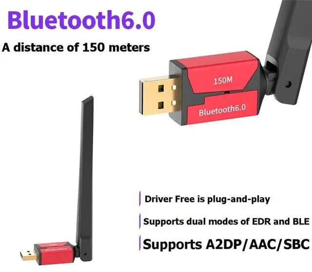 Main image of 150M Bluetooth 6.0 Adapter USB Bluetooth Dongle Driver Free for Win11/10/8.1 Mouse Keyboard Audio Receiver Transmitter