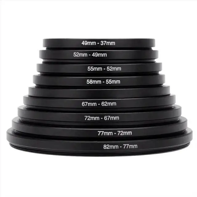 Alt view image 2 of 3 - 9Pieces Camera Lens Filter Down Ring Adapter Metal Filter Adapter Ring for All Camera DSLR 82-37mm Mount Set Kit