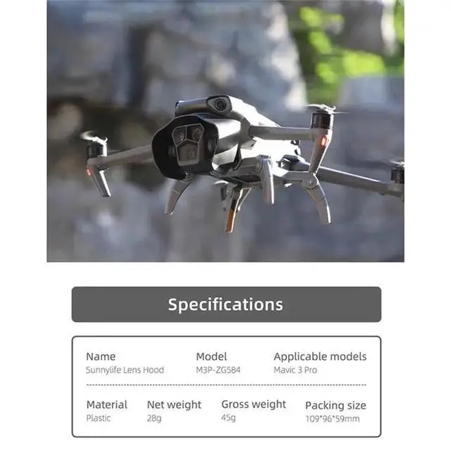 Alt view image 3 of 3 - for Mavic3 Pro Lens Hood Royal 3 Pro Gimbal Protective Anti-Glare Sun Cover Multifunctional Accessories