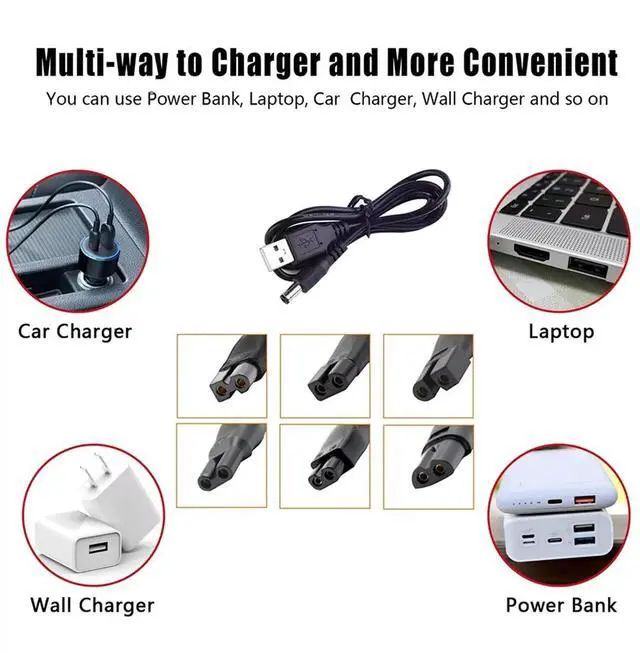 Main image of 8 PCS Replacement Power Cord 5V Charger USB Adapter Set for All Kinds Electric Hair Clippers Shaver Beard Trimmer