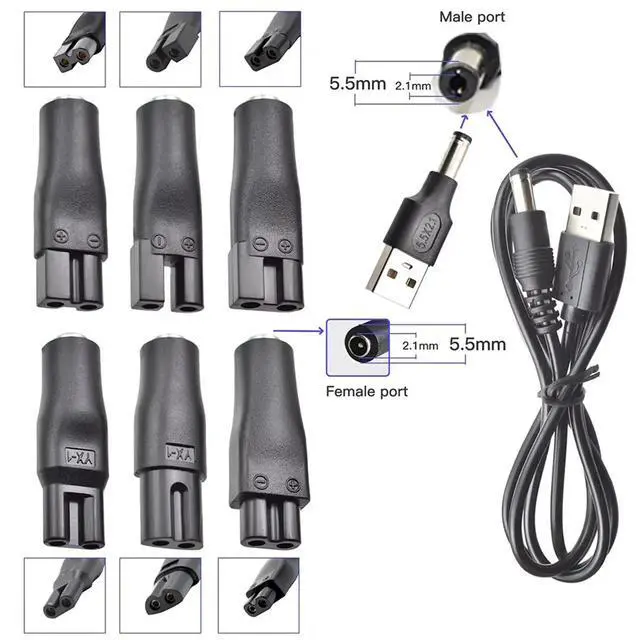 Alt view image 3 of 3 - 8 PCS Replacement Power Cord 5V Charger USB Adapter Set for All Kinds Electric Hair Clippers Shaver Beard Trimmer