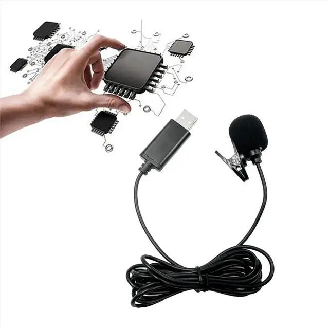 Main image of USB Lavalier Lapel Microphone Omnidirectional Wired Clip-on Mic Hands Free Plug & Play for Computer PC Laptop 2M