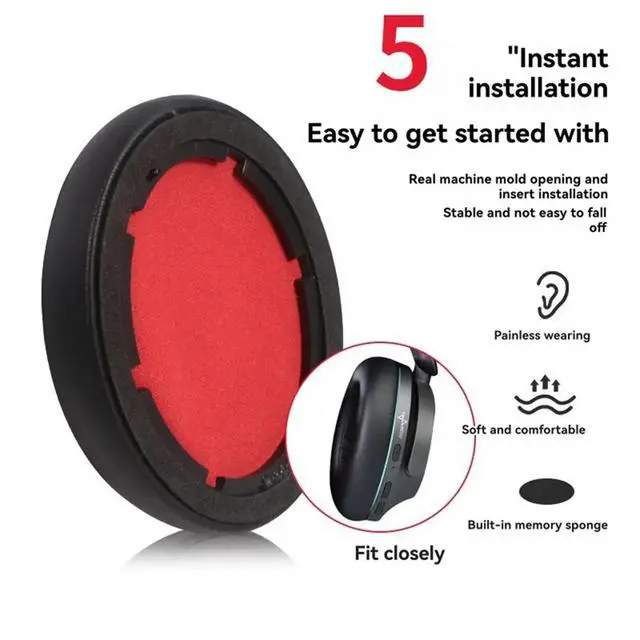 Alt view image 3 of 3 - Replacement Ear Pads for SonoFlow Headphones Comfortable Earmuff Earpads Enhanced Sound Isolation Blue