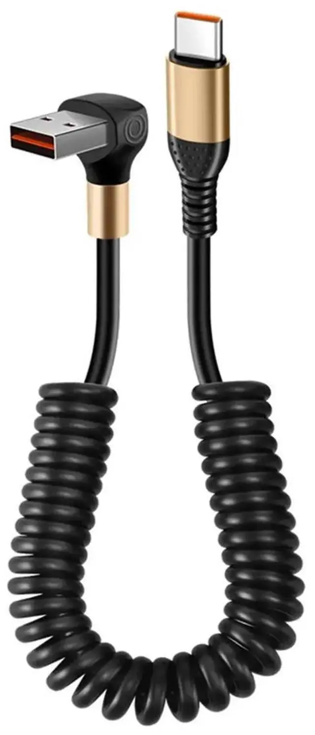 Alt view image 2 of 3 - 90 Degree Spring USB Type C Cable 6A Fast Charging Type-C Cord for 15 16 USB C Cable