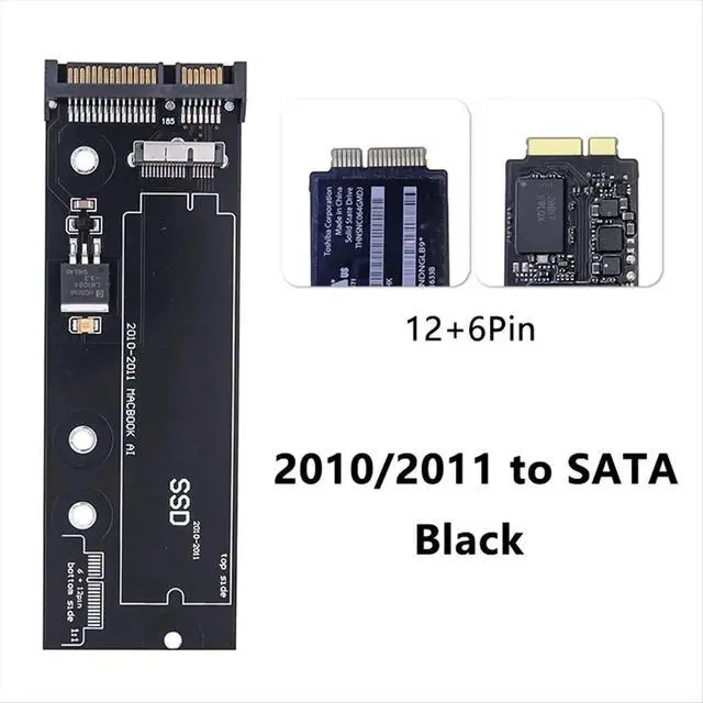 Alt view image 3 of 3 - SSD to SATA Converter Card for 2010 2011 for Air 6+12 Pin A1369 A1370 A1375 A1377 Black