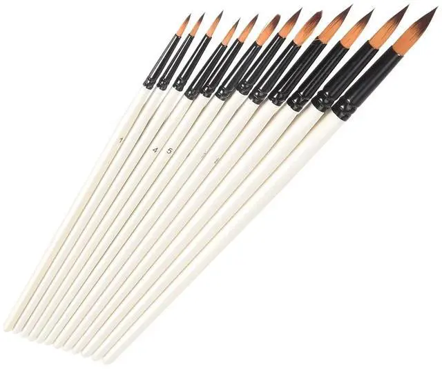 Alt view image 3 of 3 - 12Pcs Acrylic Paint Brushes Set, Professional Round-Pointed Tip Artist Paint Brushes for Acrylic Watercolor Oil Painting