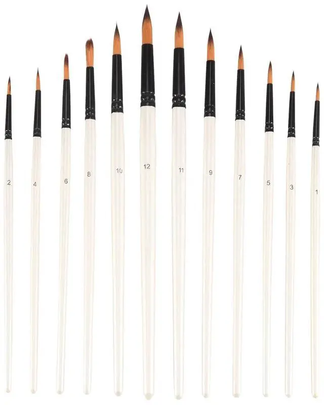 Alt view image 2 of 3 - 12Pcs Acrylic Paint Brushes Set, Professional Round-Pointed Tip Artist Paint Brushes for Acrylic Watercolor Oil Painting