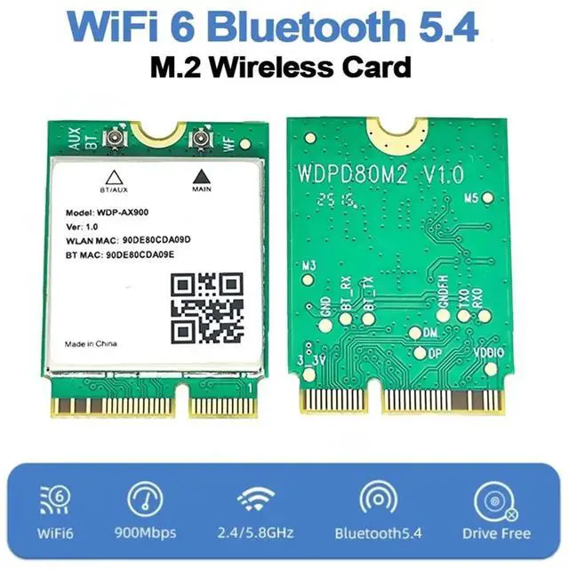 Main image of AIC8800D80P 6 Bluetooth 5.4 M.2 Network Card WDP-AX900 2.4G&5GHz Adapter for Laptop 10/11