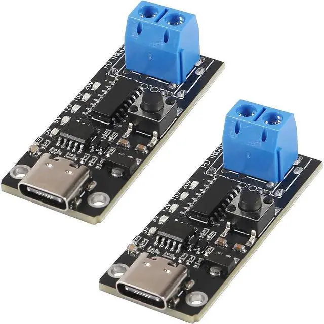Alt view image 2 of 3 - 2PCS 100W 5A USB-C Fast Charge USB-C PD QC DC 5V 9V 12V 15V 20V Adjustable Voltage Power Trigger Module Type-C Input