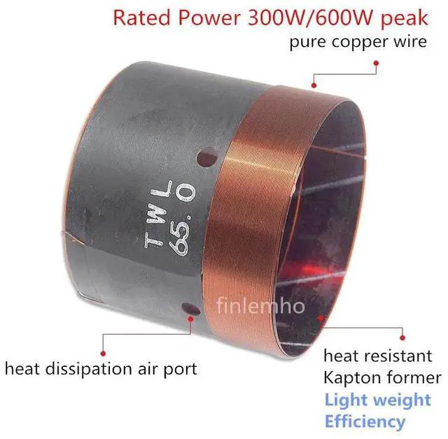 Alt view image 2 of 3 - 65mm Speaker Woofer Voice Coil 600W Peak Home Theater Bass Repair Parts With Round Copper Wire Kapton Former