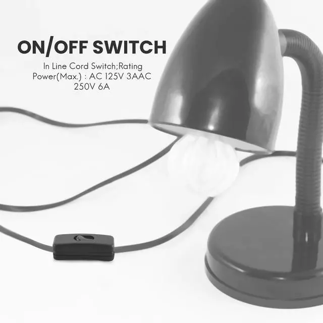 Main image of 10Pcs AC125V 3A 250V 6A Black ON/OFF In Line Cord Switches for Bedroom