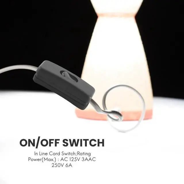 Alt view image 3 of 3 - 10Pcs AC125V 3A 250V 6A Black ON/OFF In Line Cord Switches for Bedroom
