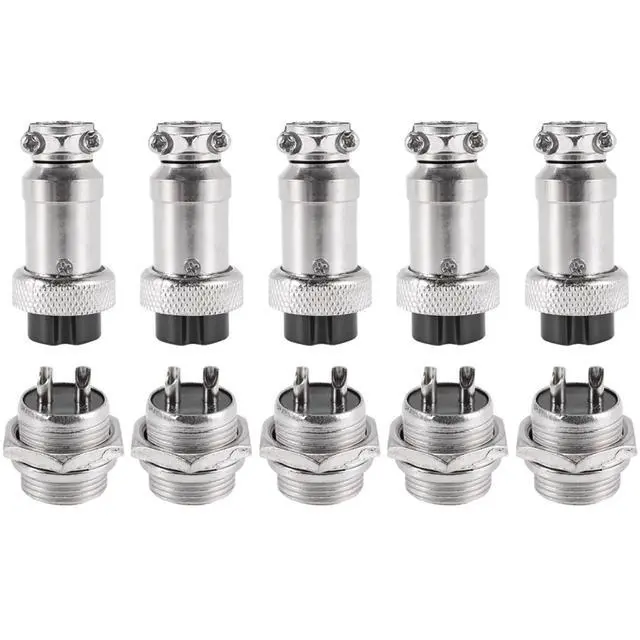 Alt view image 2 of 3 - Universal Panel Mount 16mm 2Pin Aviation Connectors Plugs 5 Pcs