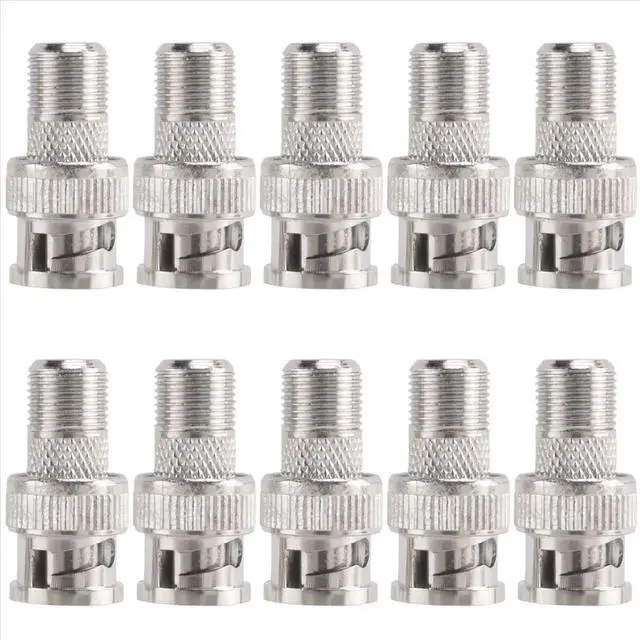 Alt view image 2 of 3 - 10pcs BNC Male Plug to F Female Jack Adapter Coax Connector Coupler CCTV Camera