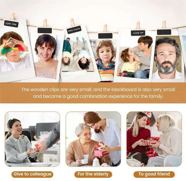 Main image of 50 Mini blackboard wood message rectangle clip clip panel card memos label price place number table
