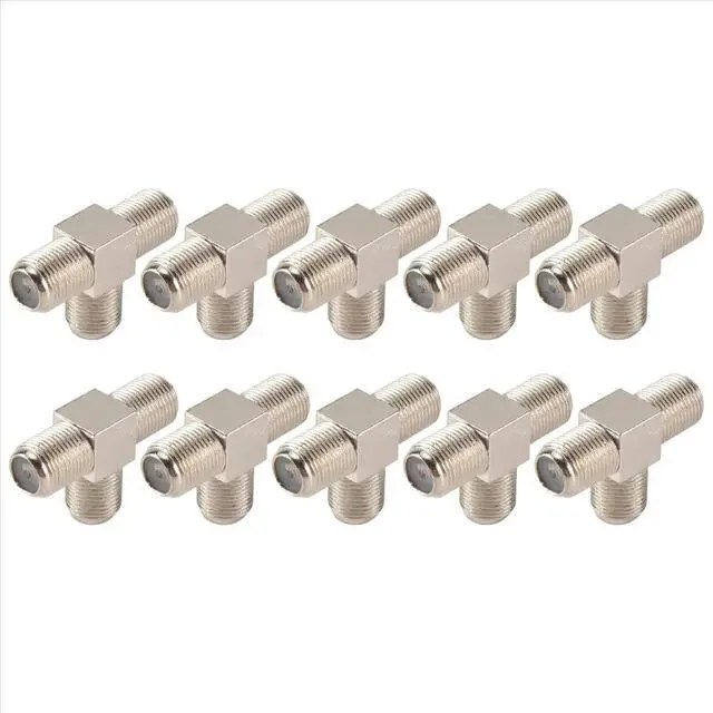Alt view image 3 of 3 - 10-Pack 3-way F-Type Coax Cable Splitter Combiner Female to 3 Female for Video VCR Antenna TV Cable Satellite,silver