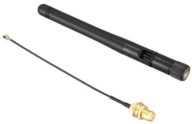 Alt view image 3 of 3 - 5X 433Mhz Antenna 3Dbi GSM RP-SMA Plug Rubber Waterproof Lorawan Antenna + IPX To SMA Small Cable Extension
