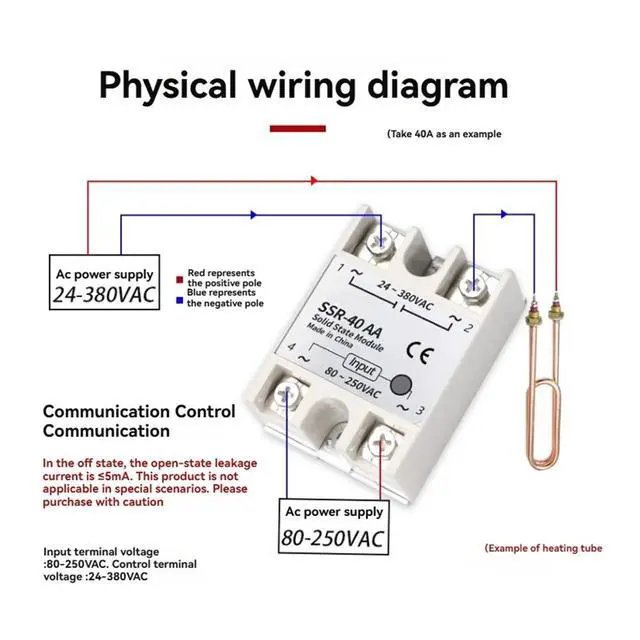 Alt view image 3 of 3 - SSR-40AA Solid State Relay 40A Single Phase Module 80-250VAC Input 24-380VAC Output for PID Temperature Control