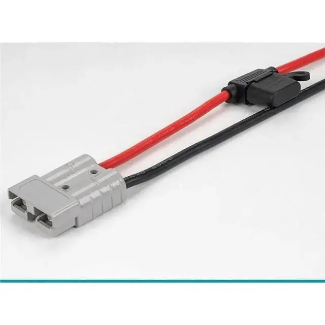 Alt view image 3 of 3 - 50A Gray Plug Connector With Fuse 10AWG Solar Panel Extension Silicone Line For Car Solar Panel Conversion Cable