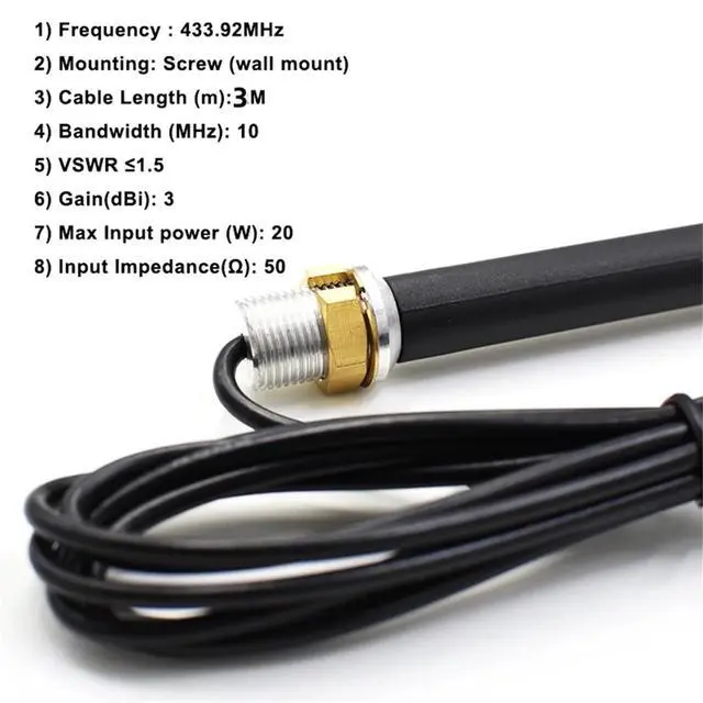 Alt view image 3 of 3 - Universal 433MHz Cable Antenna for Gate Garage Radio Signal Booster Repeater Outdoor Waterproof Gate Control Antenn