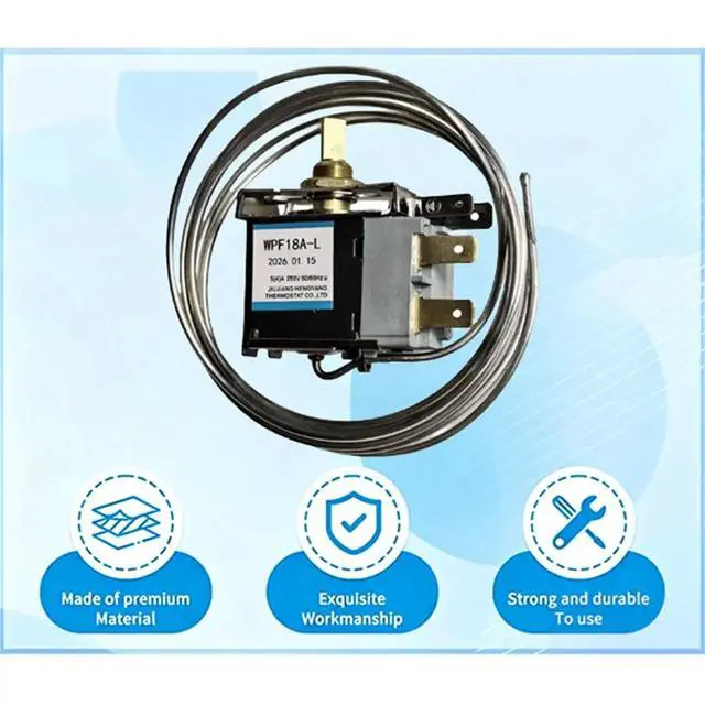 Alt view image 2 of 3 - WPF18A-L Refrigerator Thermostat Household Metal Temperature Controller Adjustable Fridge Temp Control Switch for Home