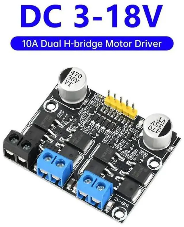 Alt view image 3 of 3 - 10A 3V-18V Dual-Channel DC Motor Driver H-Bridge Module Forward And Reverse PWM Speed Regulator With Heat Sink