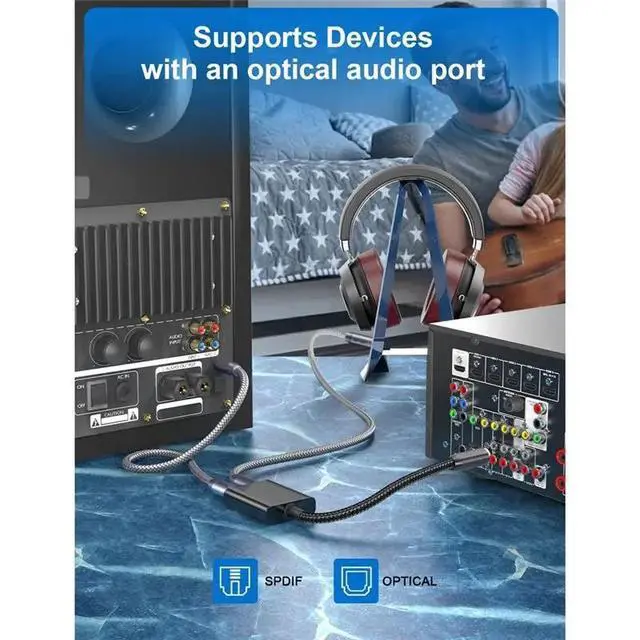 Alt view image 3 of 3 - Optical Fiber Cable Splitter 2 In 1 Toslink Converter For HDTV DVD Digital TV Sound Bar Amplifier