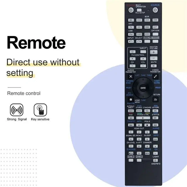 Alt view image 2 of 3 - AXD7613 Enhanced Remote Control For Pioneer Audio Systems SC-LX75, VSX-LX55, SC-09TX, Includes AXD7612, AXD7616 Comp